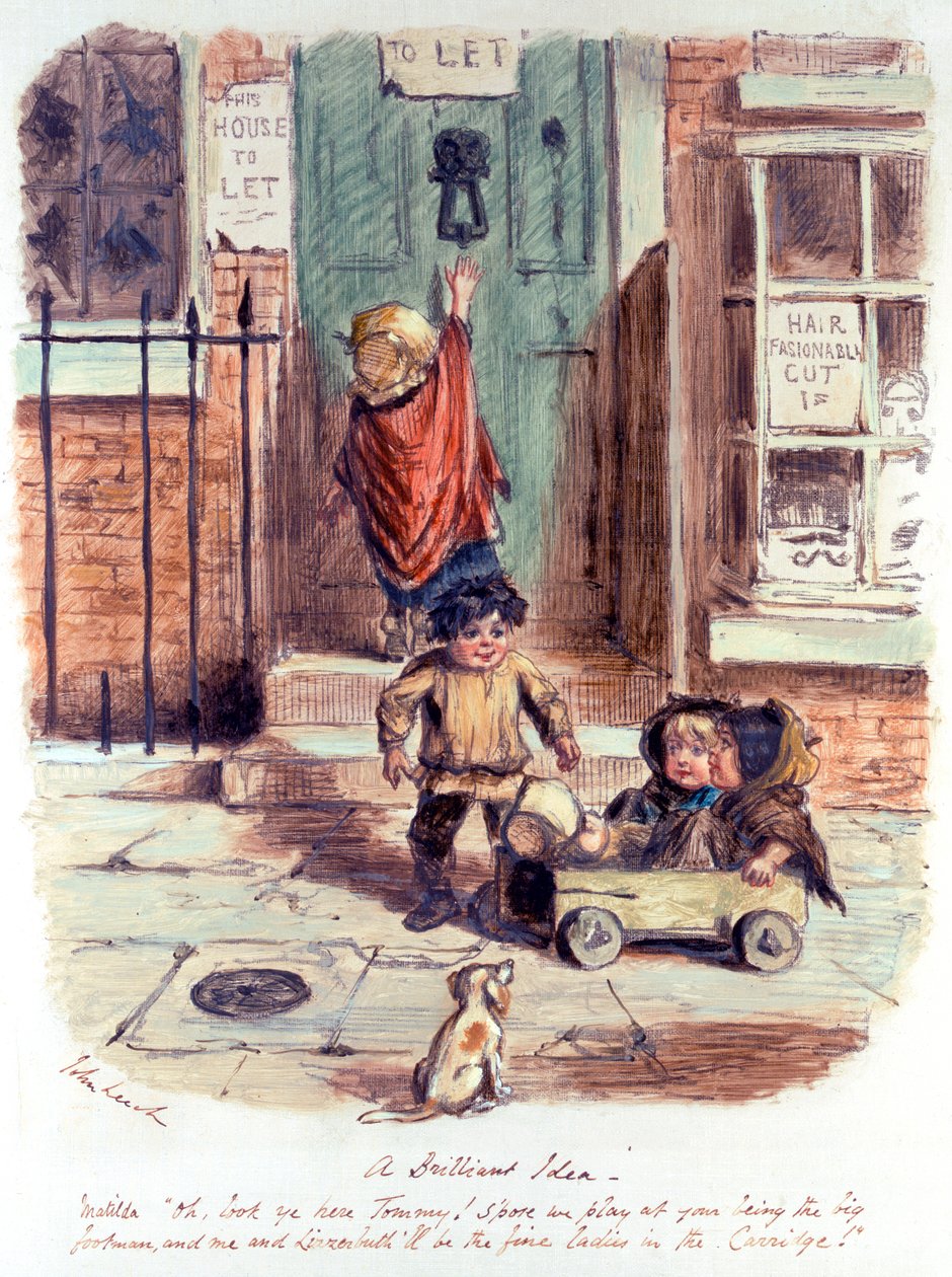 En genial idé (pen og farvet blæk på papir) af John Leech