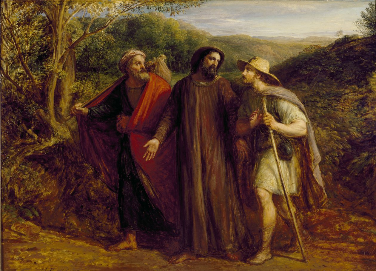Kristi tilsynekomst for de to disciple på rejse til Emmaus, 1835 af John Linnell