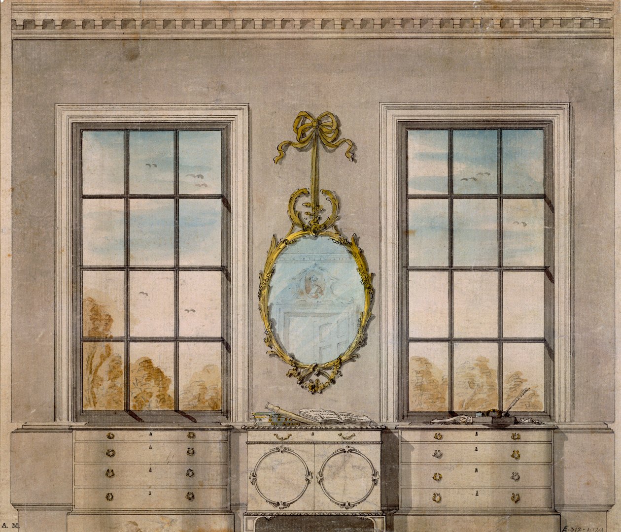 Design til et værelse af Linnell John (1723-99), akvarel af John Linnell