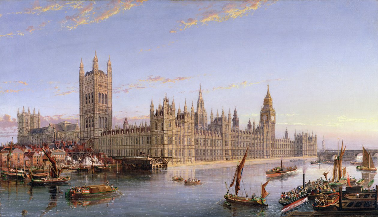 Udsigt over Westminster fra Lambeth, 1859 af John MacVicar Anderson
