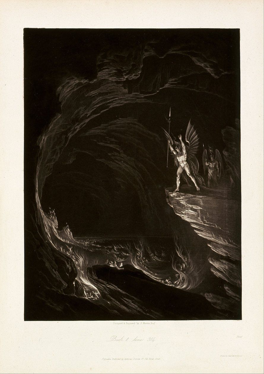 Satan vækker de faldne engle, bog 1, linje 314, fra John Milton, Paradise Lost af John Martin