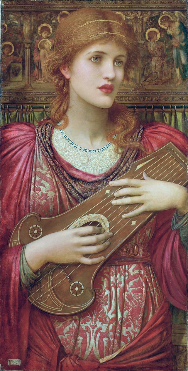 Musikken falder svagt, dør bort Dine kære øjne drømmer om, at kærligheden vil leve for ja, 1893 af John Melhuish Strudwick