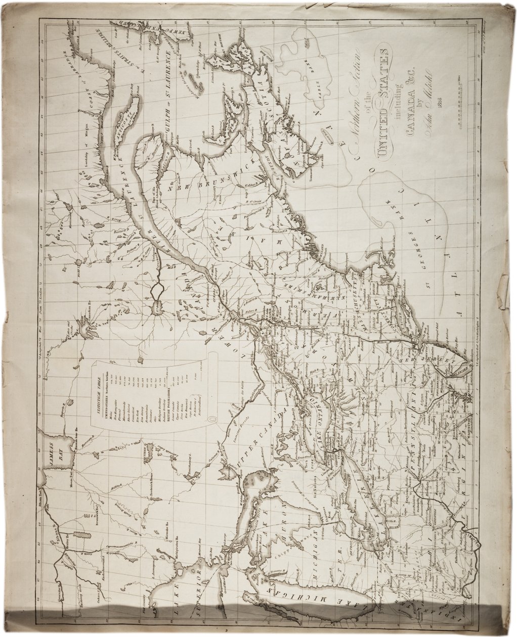Kort over USA, 1816 af John Melish