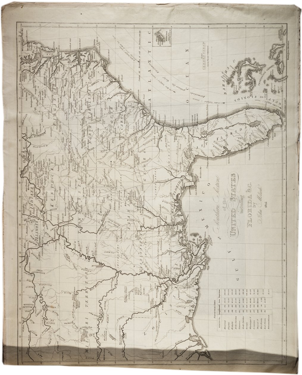 Kort over USA, 1816 af John Melish