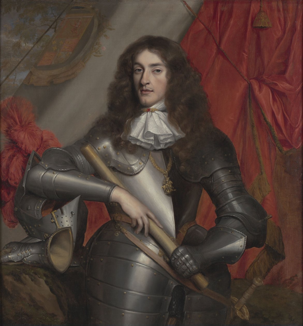 Portræt af kong James II og VII i rustning som hertug af York (1633-1701) af John Michael Wright