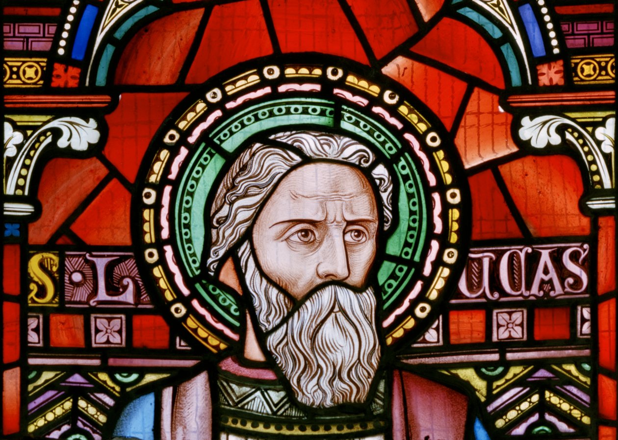 Crick, East Window detalje, Lavers & Barraud, John Millner Allen (1827-1902), St Luke, 1863 af John Millner Allen