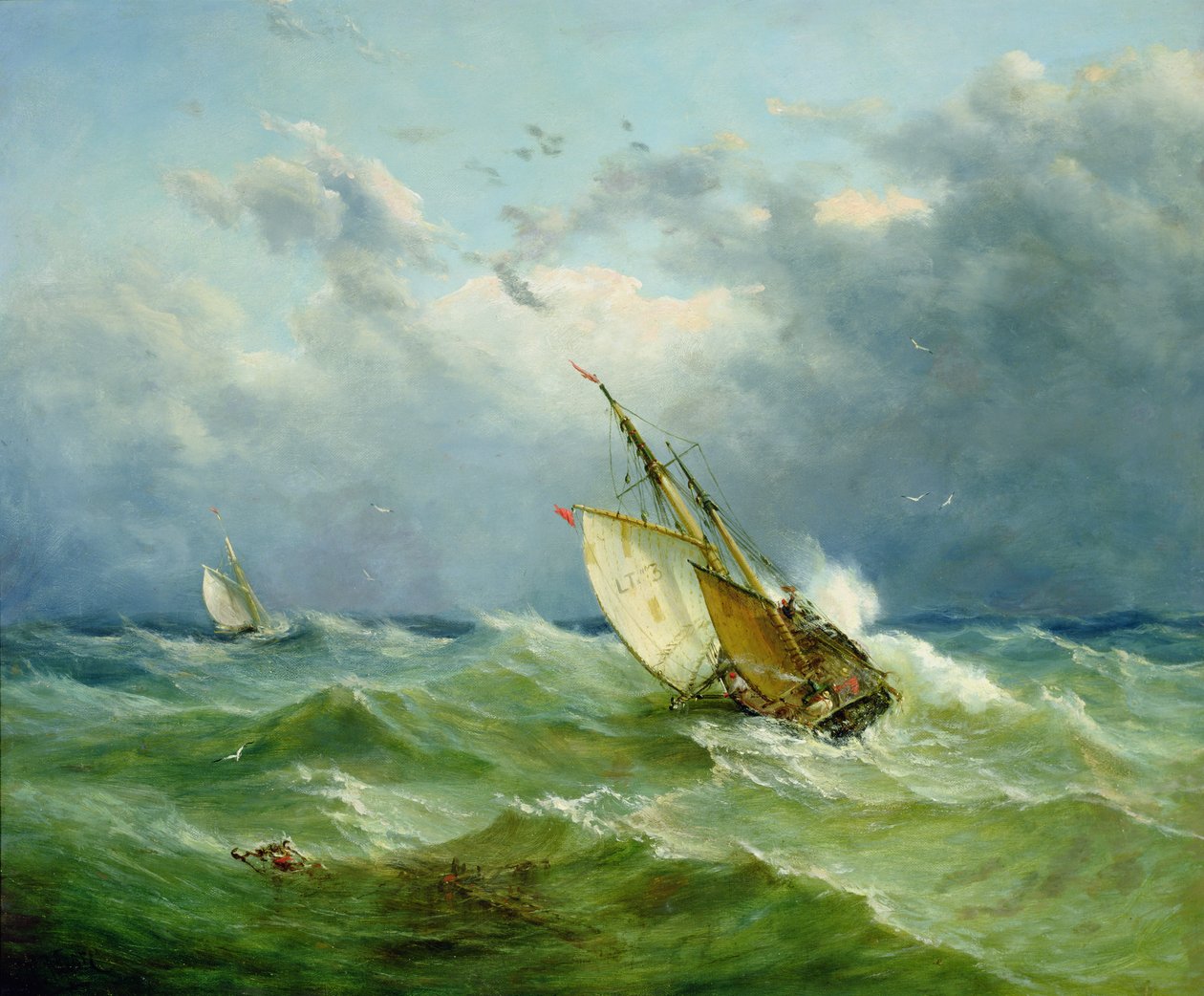 Lowestoft Trawler i hårdt vejr af John Moore