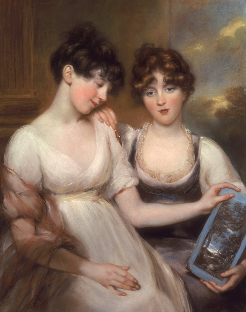 Portræt af Anne og Maria Russell, 1804 (farvet kridt og pastel) af John Russell