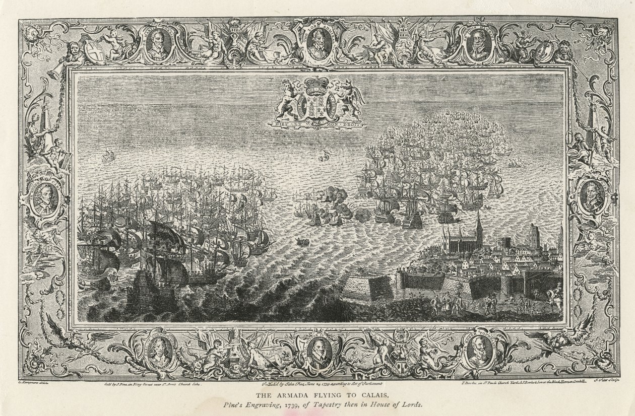 Armadaen, der flyver til Calais, 1739 af John Pine