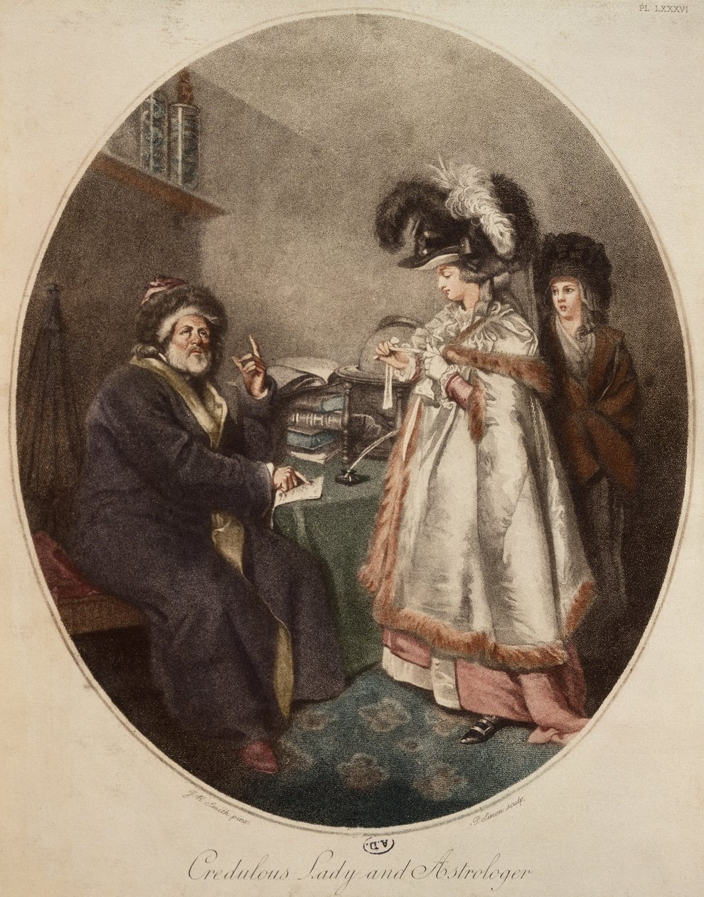 Troværdig dame og astrolog, graveret af Pierre Simon (ca. 1810) af John Raphael Smith