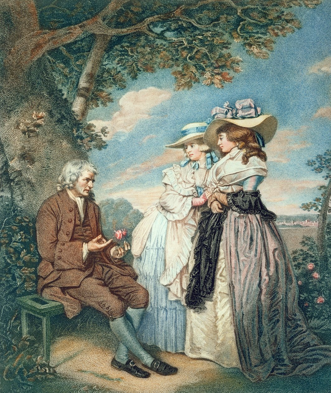 The Moralist, 1787 (håndfarvet stipple gravering) af John Raphael Smith