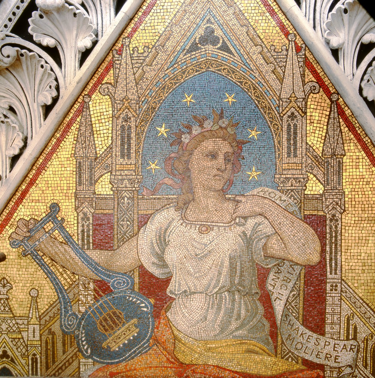 Udsnit af Poesi fra Albert Memorial, udført af Antonio Salviati 1816-90, mosaik fra 1868 af John Richard Clayton