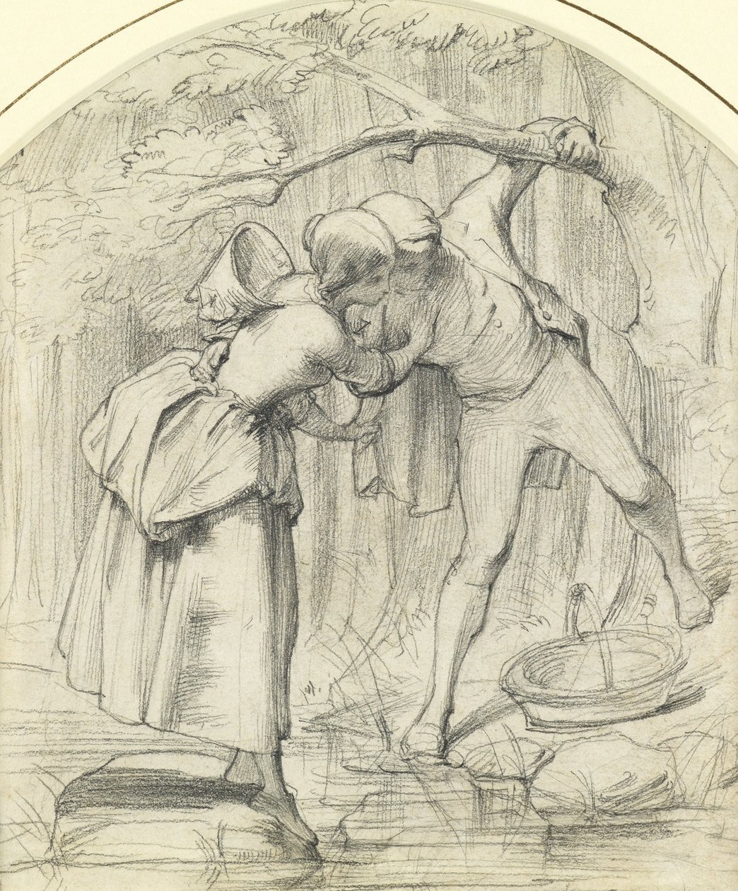 Krydset, c.1860 blyant på papir af John Richard Clayton