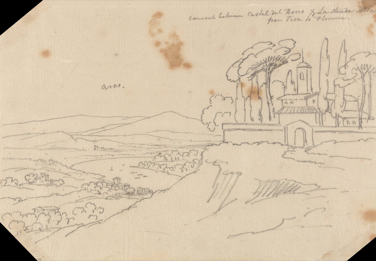 Kloster mellem Castel del Bosco og La Strada Scala af John Robert Cozens