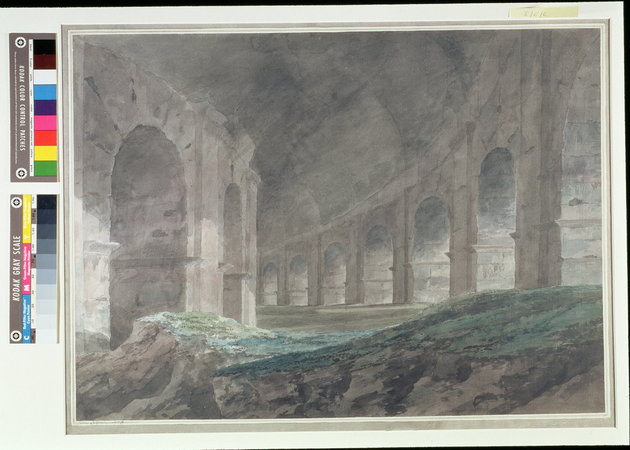 Interiør af Colosseums nedre ambulatorium, Rom, 1778 af John Robert Cozens