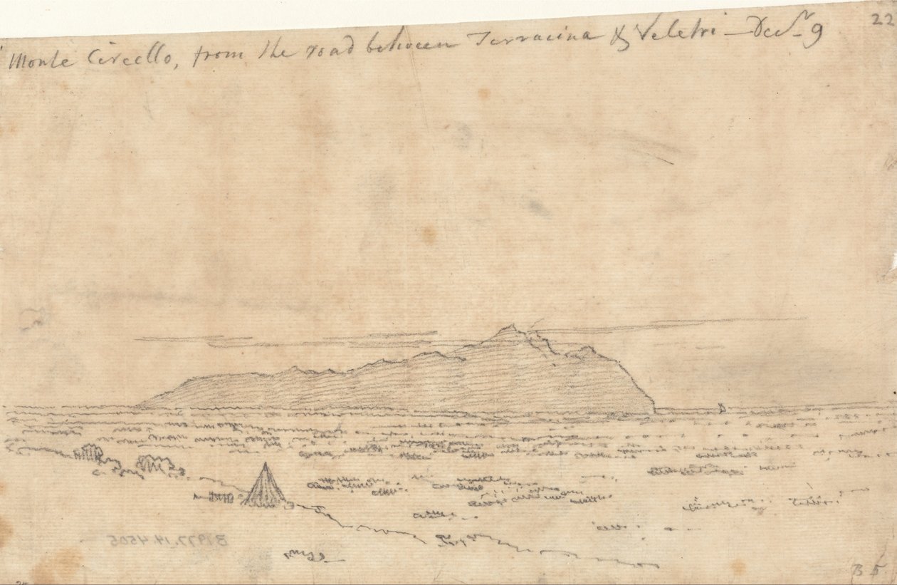 Monte Circeo fra vejen mellem Terracina og Velletri af John Robert Cozens