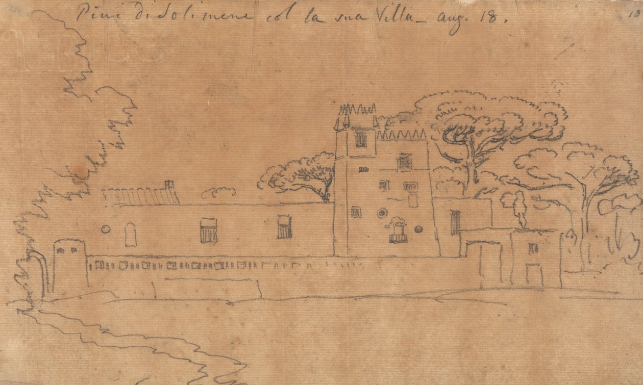 Pini di Solimena med sin villa, 18. august af John Robert Cozens