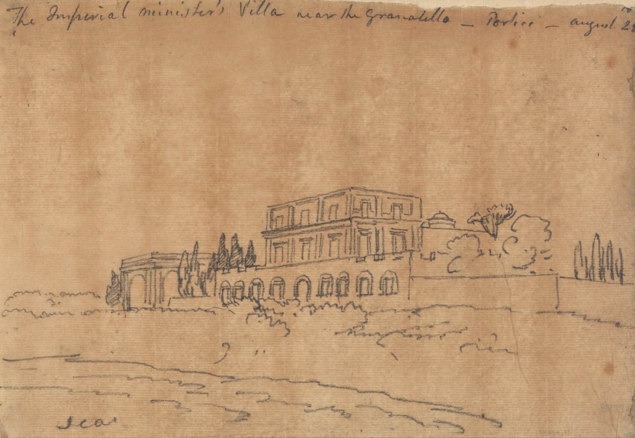 Imperial Ministers Villa nær Granabello, Portici, 28. august af John Robert Cozens