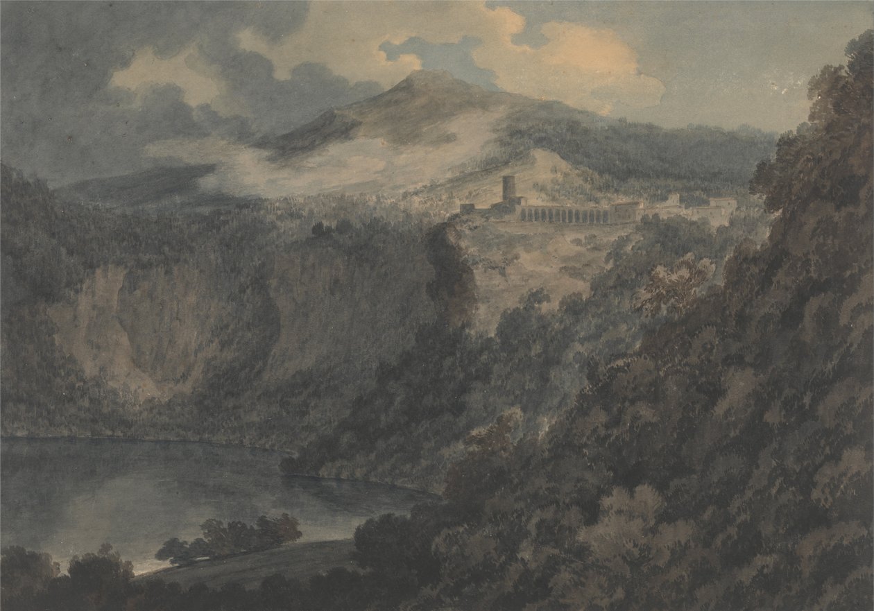 Søen og byen Nemi af John Robert Cozens