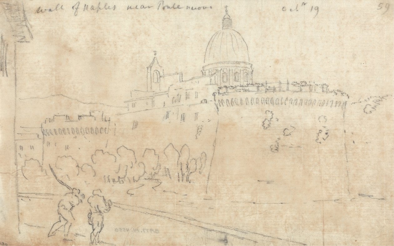 Napoli -muren nær Ponte Nuovo af John Robert Cozens