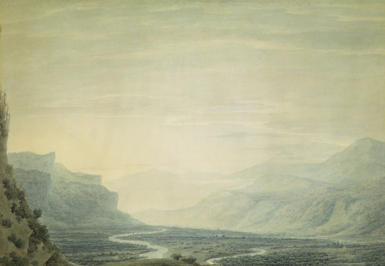 Dal med snoede vandløb, nederste del af Oberhasli fra sydøst af John Robert Cozens