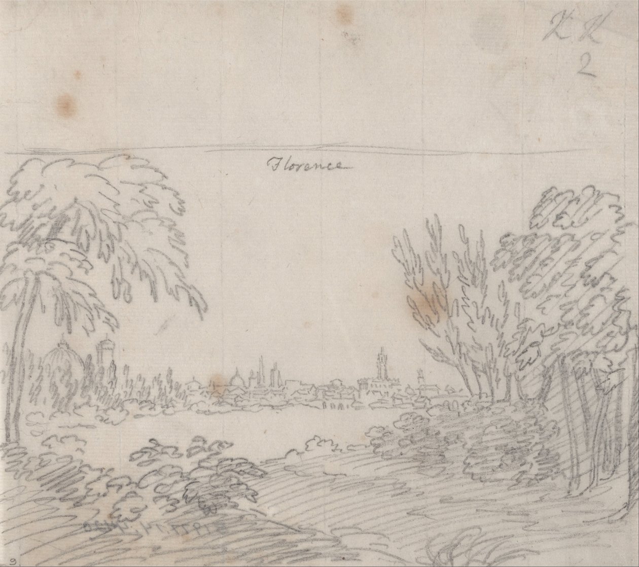 Udsigt over Firenze fra den sydlige bred af Arno af John Robert Cozens