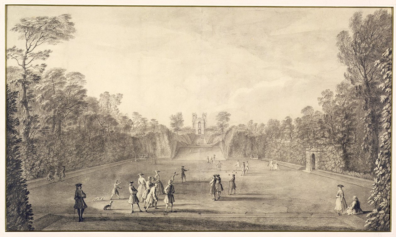 Bowling Green i Claremont, 1738 af John Rocque