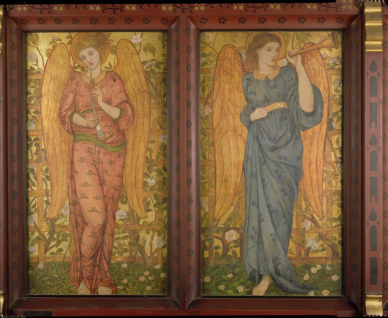 Engle med en obo og en trompet, 1861-62 (se også 120143) af John Roddam Spencer Stanhope