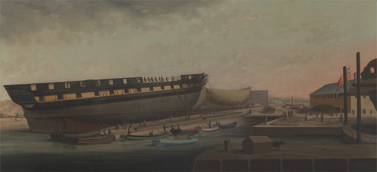 Ophevede Hans Majestæts Fregat Diana på Blackburns Yard, nær Plymouth af John Rogers