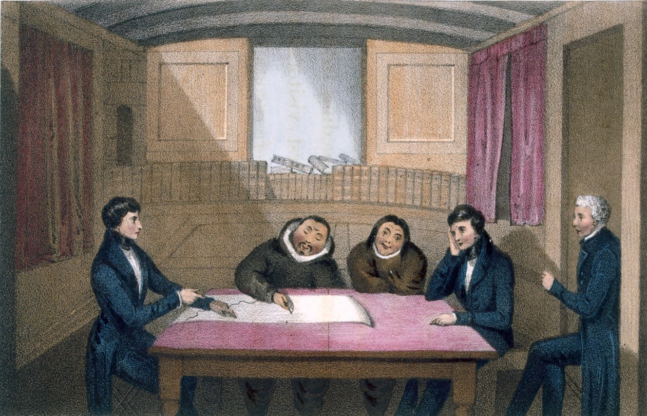 Ikmalick og Apelagliu tegning i officerskvarteret, 1835 af John Ross