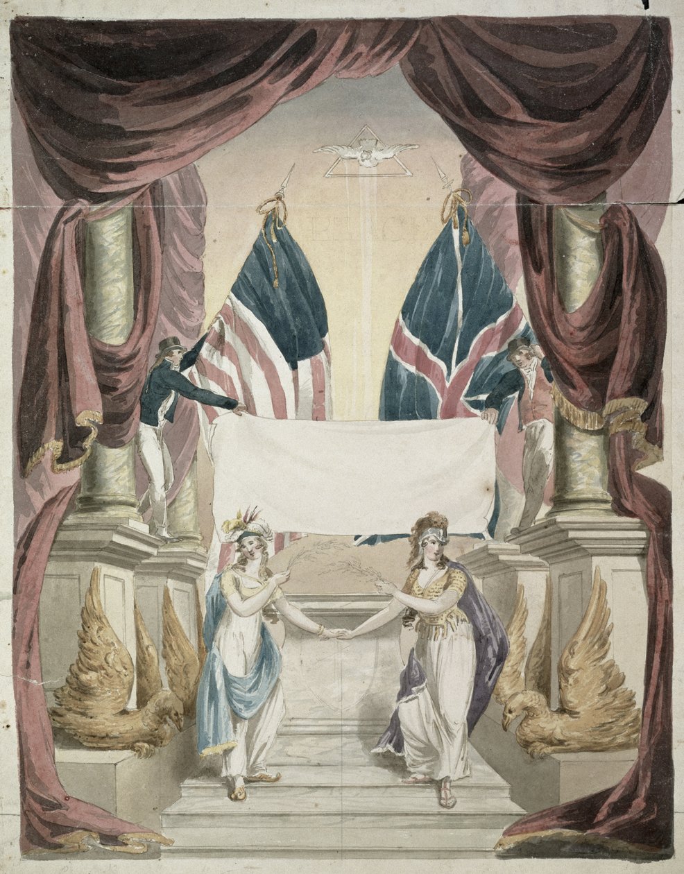Fred, allegori af Gent-traktaten, underskrevet 24. december 1814, ca. 1814 (blæk og wc på papir) af John Rubens Smith