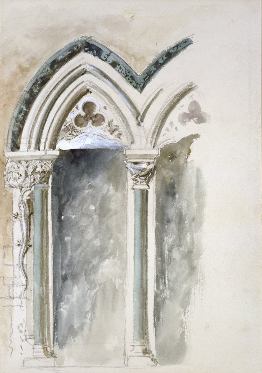 Designstudier til kapitæler til University Museum, Oxford (akvarel og gouache over grafit på hvidt papir) af John Ruskin