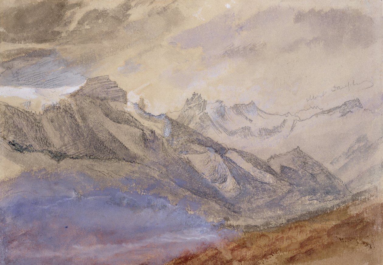 Mont Dauphiny, nær Chartreuse (wc og blyant på papir) af John Ruskin