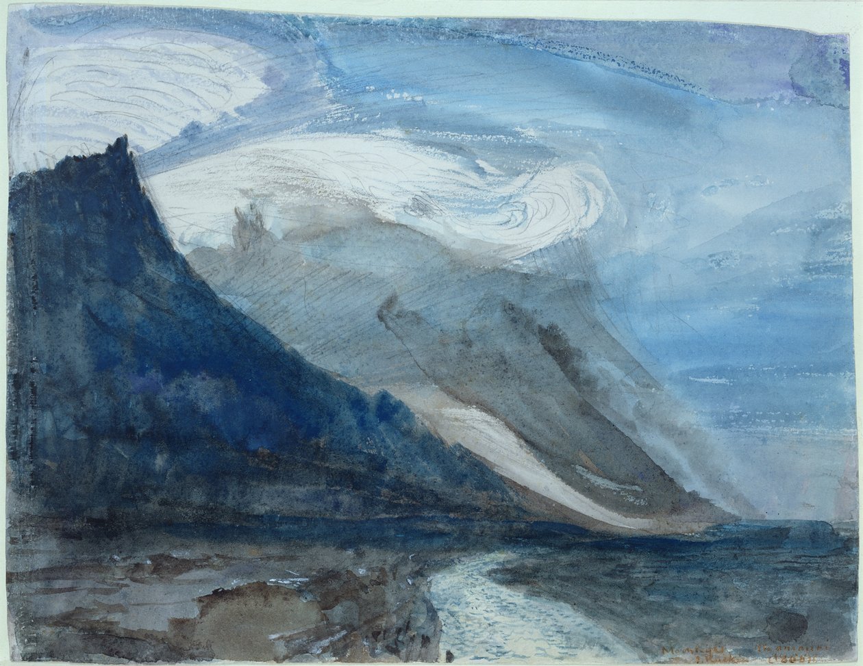 Moonlight, Chamonix, 1866 (wc og blyant på papir) af John Ruskin