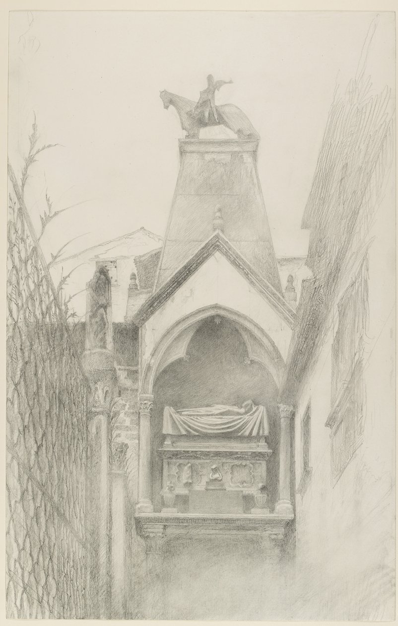 Studie af Can Grande della Scalas grav i Verona, maj - august 1869 (grafit på papir) af John Ruskin