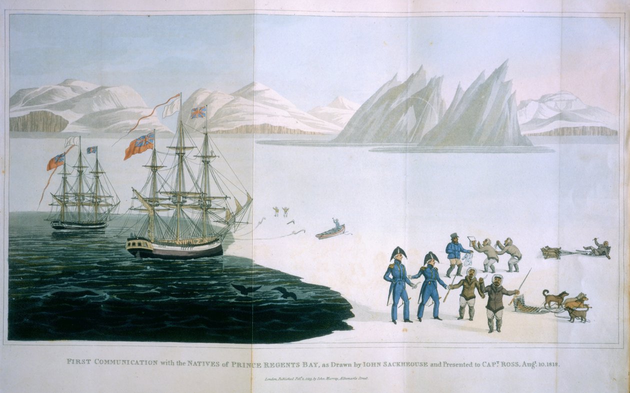Første kommunikation med de indfødte i Prince Regents Bay, 10. august 1818, udgivet af John Murray, London, 1819 af John Sackhouse