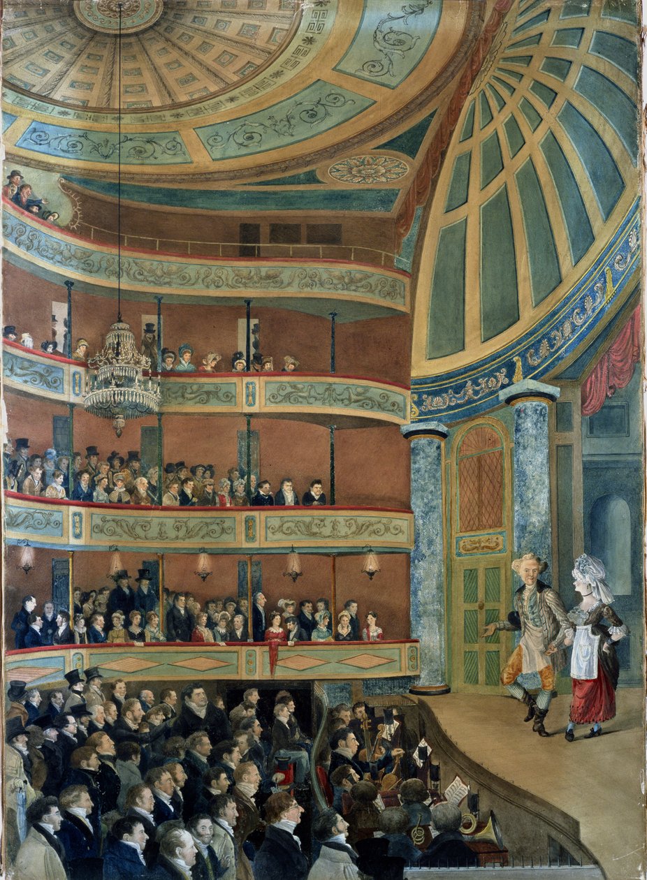 Interiør af Park Theatre, New York City, 1822 af John Searle