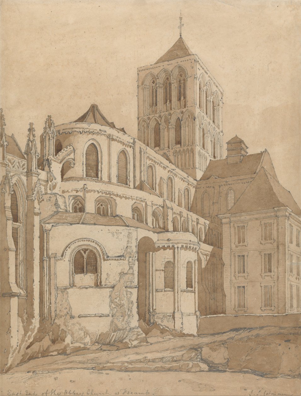 Abbey Church i Fecamp, Normandiet af John Sell Cotman