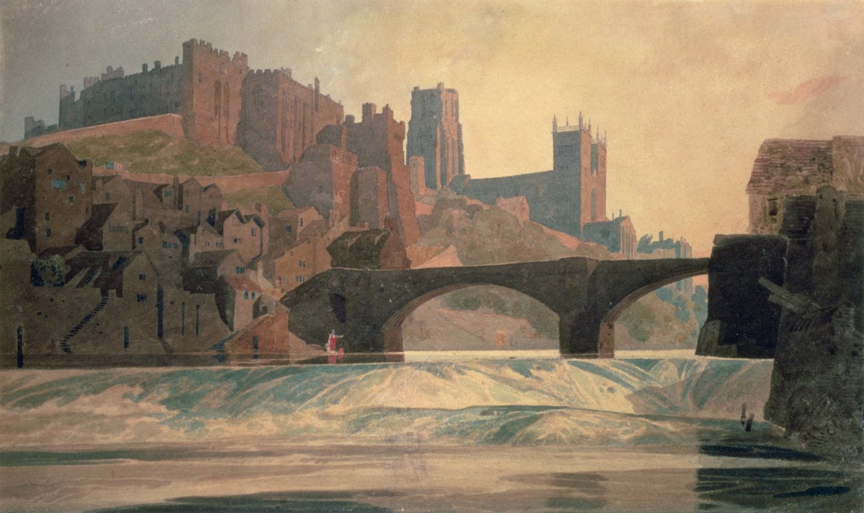 Durham Castle og katedralen, ca.1809-10 af John Sell Cotman