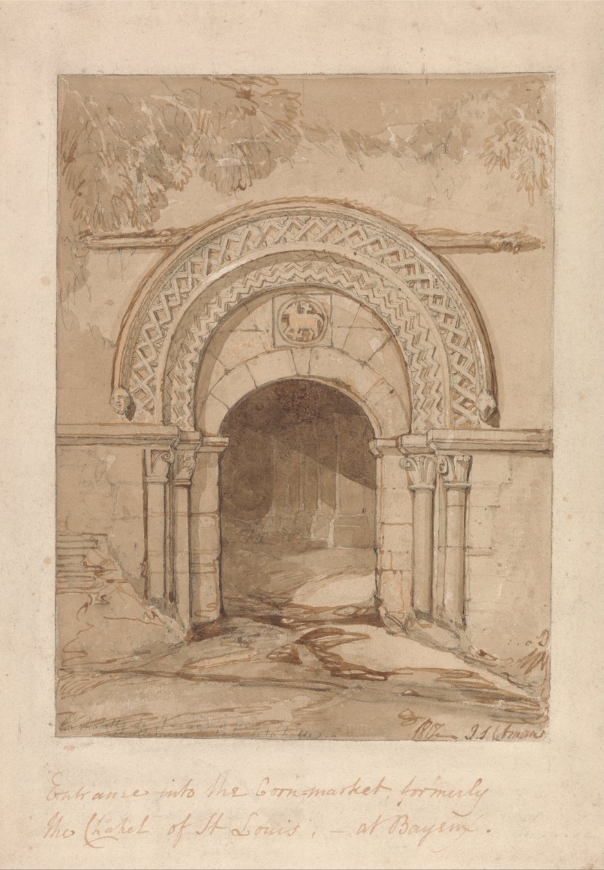 Indgang til Cornmarket, Tidligere St. Louis kapel, ved Bayeux af John Sell Cotman