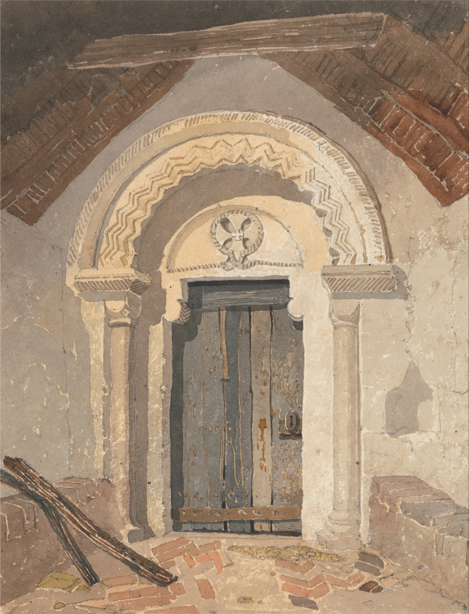 Norman Doorway, Tottenhill Church, Norfolk af John Sell Cotman