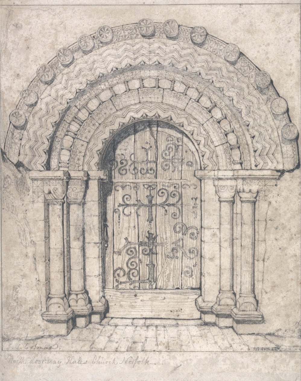 North Doorway of Hales Church, Norfolk af John Sell Cotman