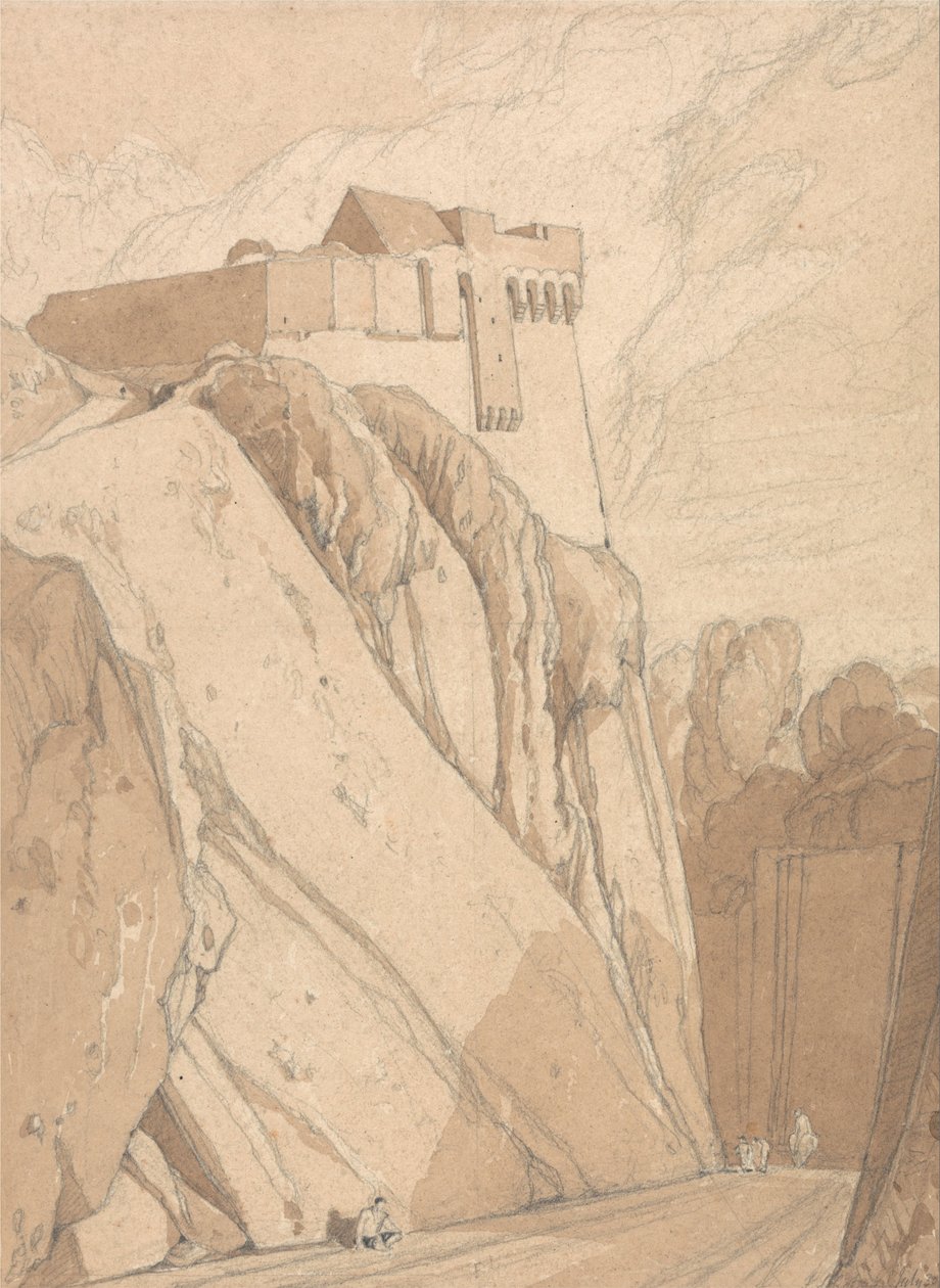 En del af de gamle befæstninger i Saint Lo, Normandiet af John Sell Cotman
