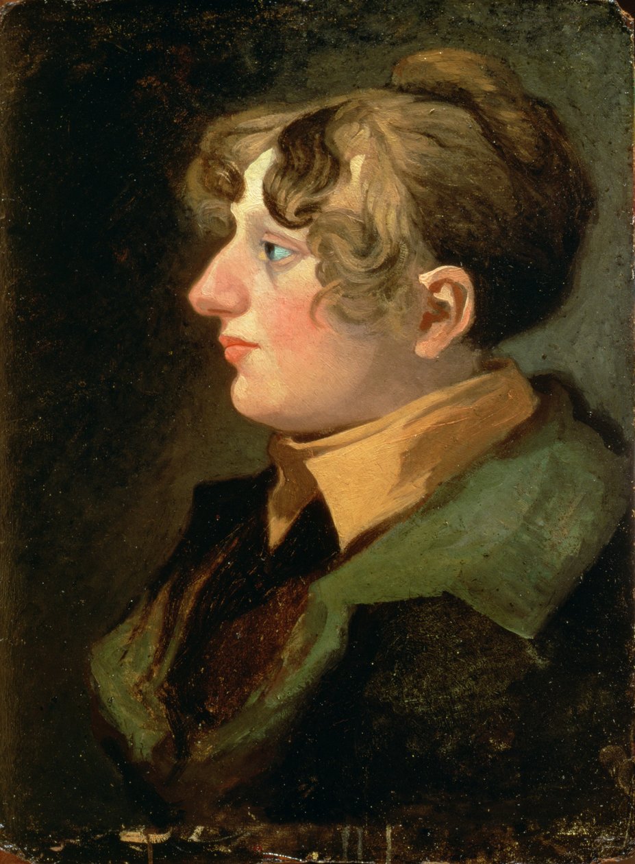 Portræt af fru John Sell Cotman (olie på møllebræt) af John Sell Cotman