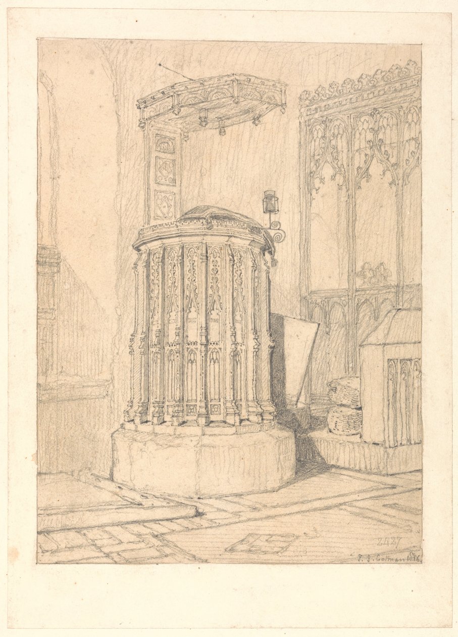 Prædikestol i South Burlingham Church, Norfolk af John Sell Cotman