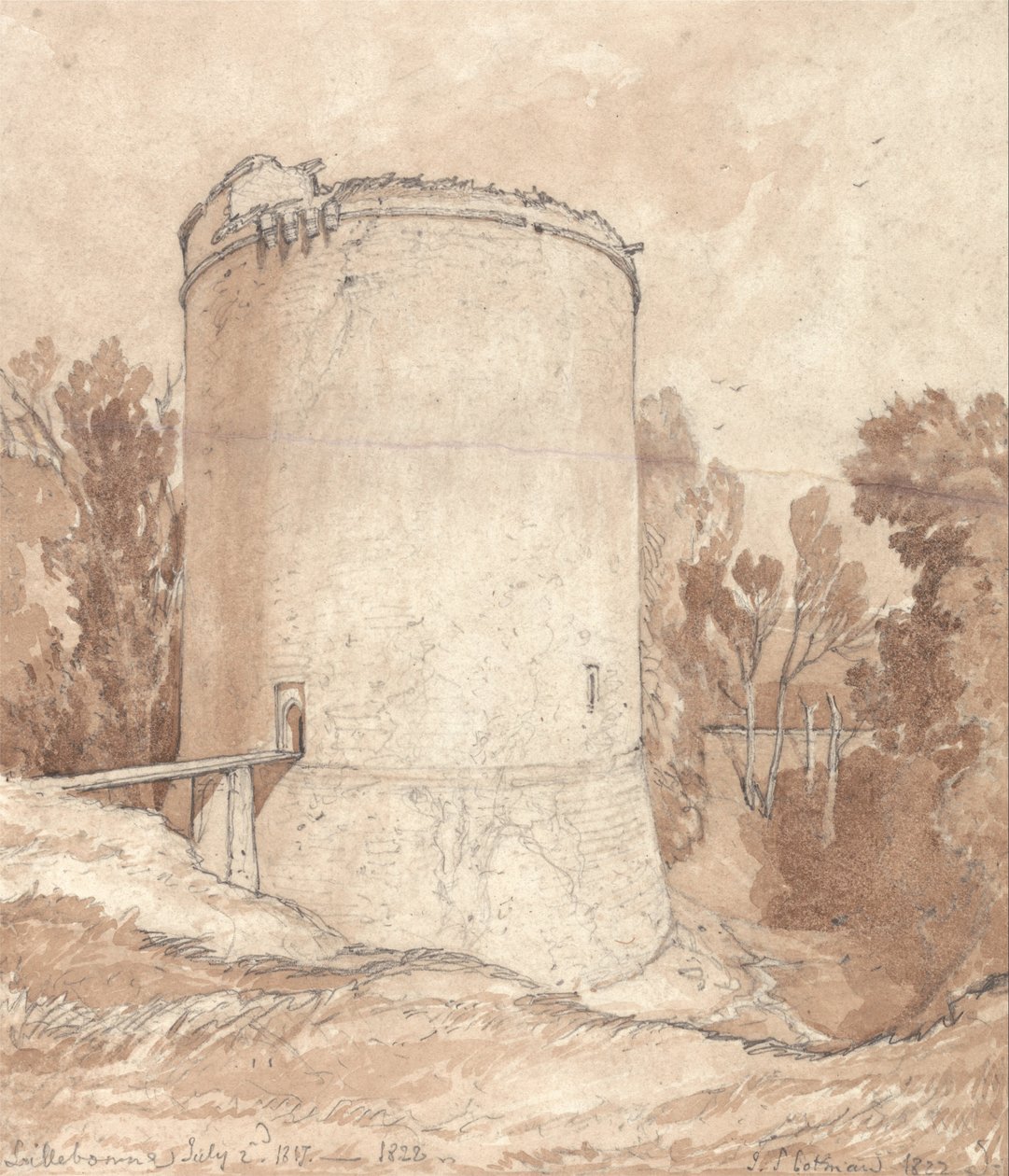 Rundetårn, Lillebonne Slot, Normandiet af John Sell Cotman