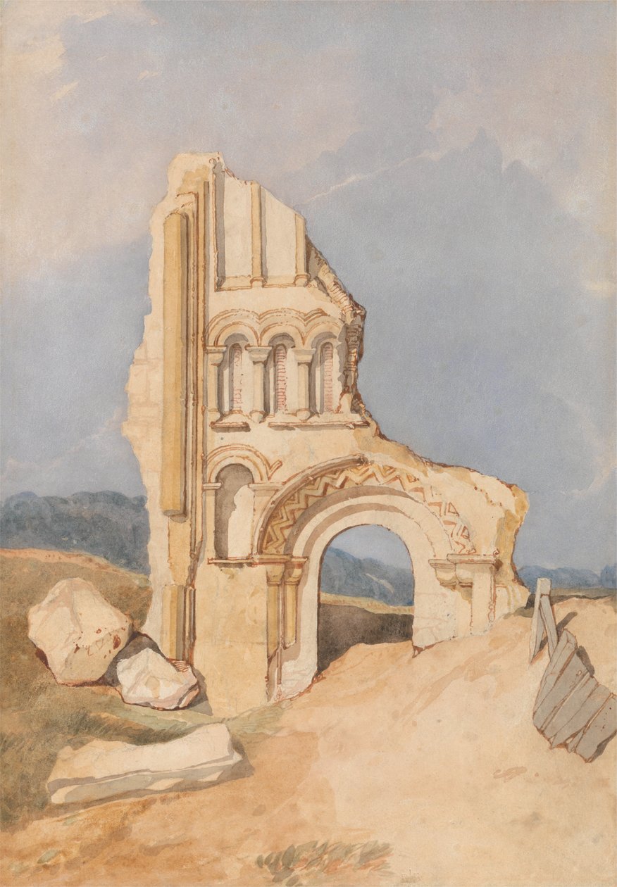 Ruin af en normannisk kirke af John Sell Cotman