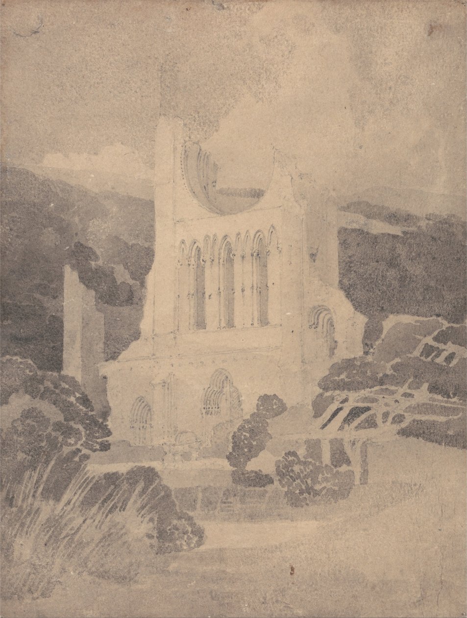 West Front of Byland Abbey, Yorkshire af John Sell Cotman
