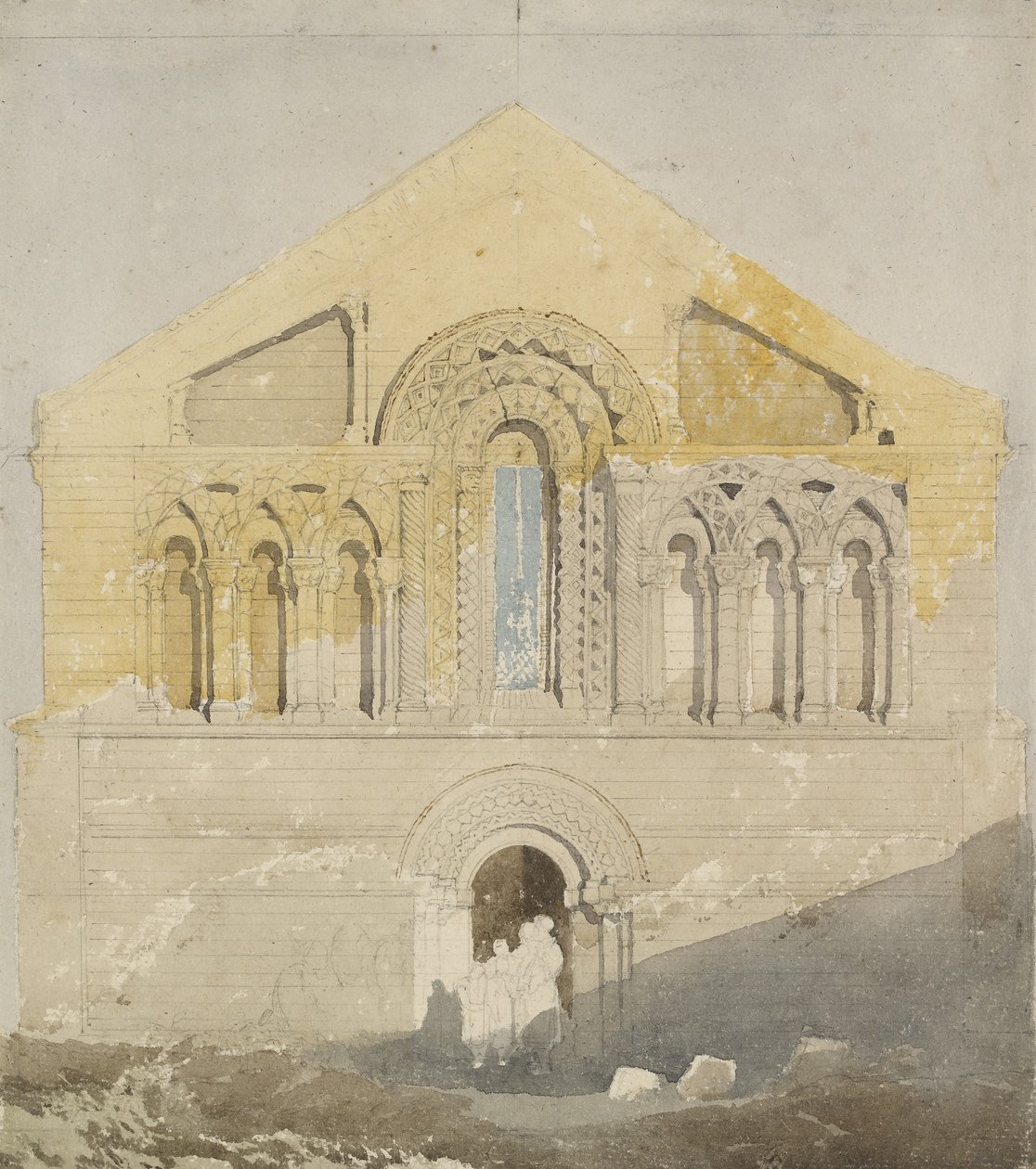 West Front of Castle Rising Church, Norfolk (akvarel med grafit) af John Sell Cotman