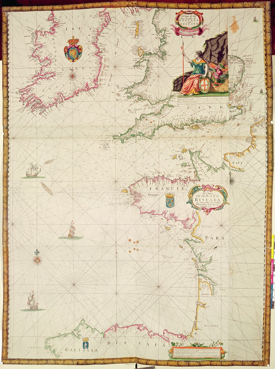 Ms 1288 Kort over England og Irlands havkyster og Biscayabugten af John Seller